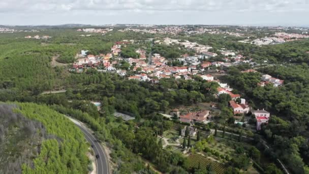Cidade de Cascais cercou bosques, Portugal. Paisagem verde com floresta e casas — Vídeo de Stock