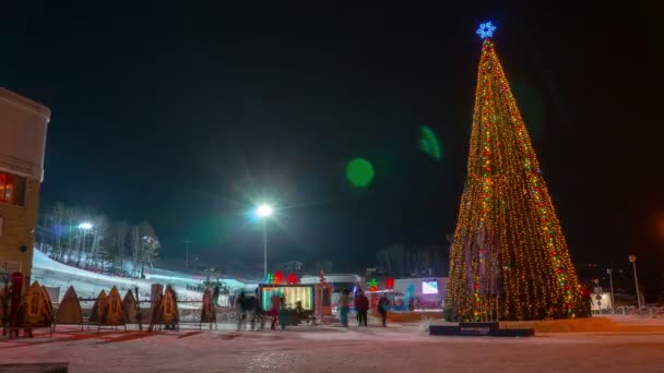 Nieuwjaar in skiresort — Stockvideo