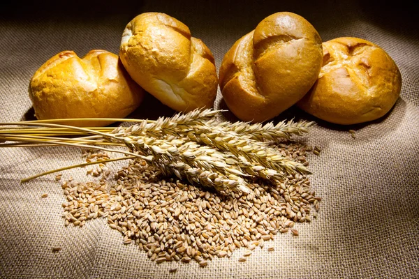 小麦、トウモロコシ、パン — ストック写真