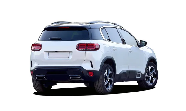 Suv Sfondo Bianco Vista Posteriore — Foto Stock