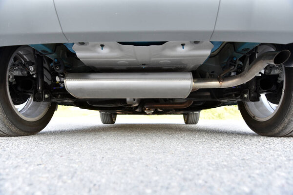 Exhaust pipe muffler under the car