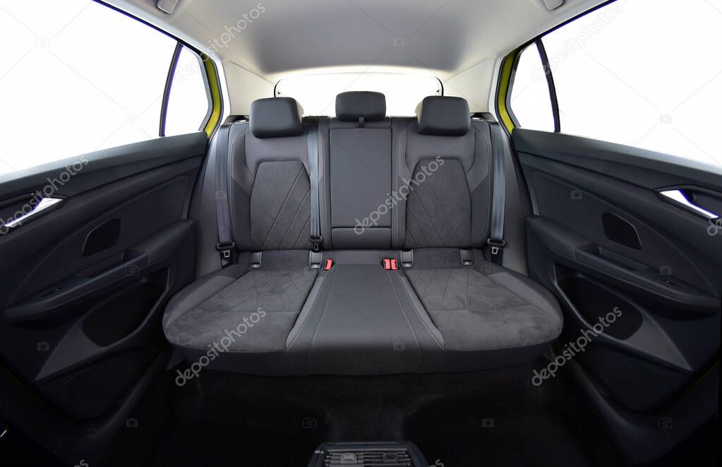 Rear seats of a luxury passenger car