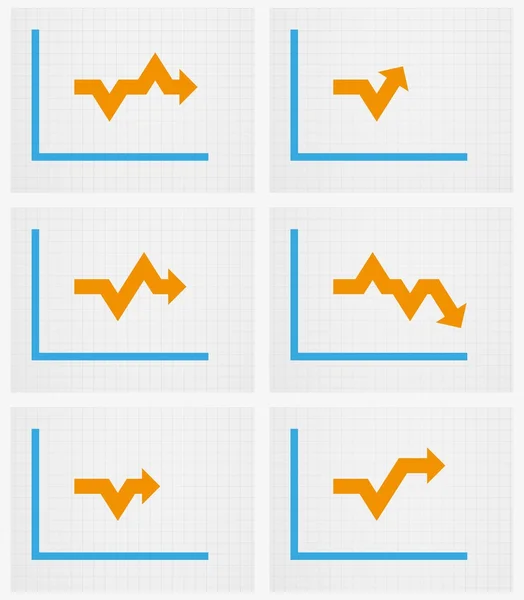 Seis gráficos com seta — Vetor de Stock