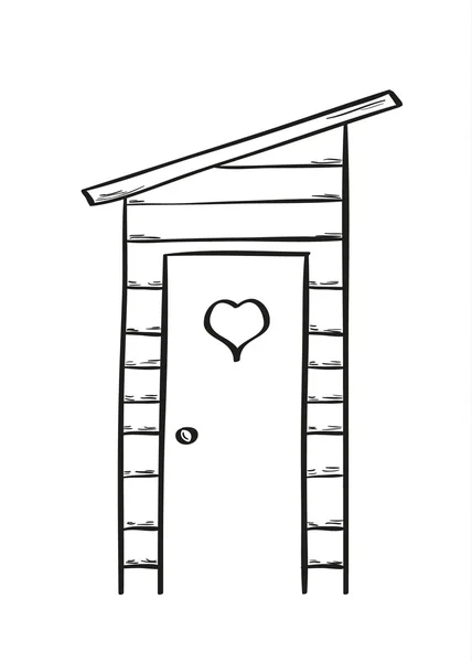 Sketch of the wooden latrine — Stock Vector