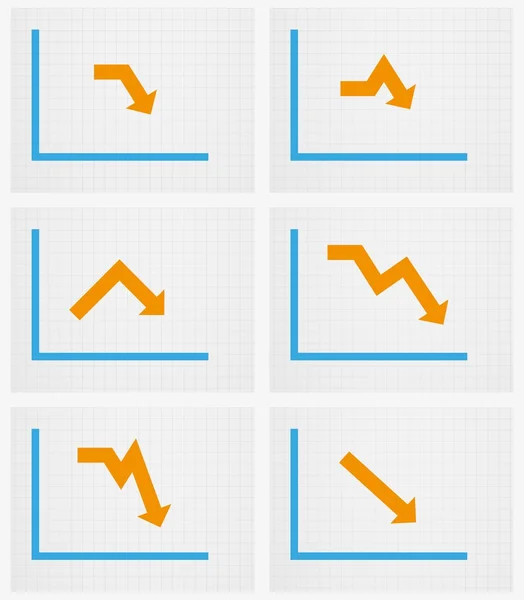 Seis gráficos com seta — Vetor de Stock