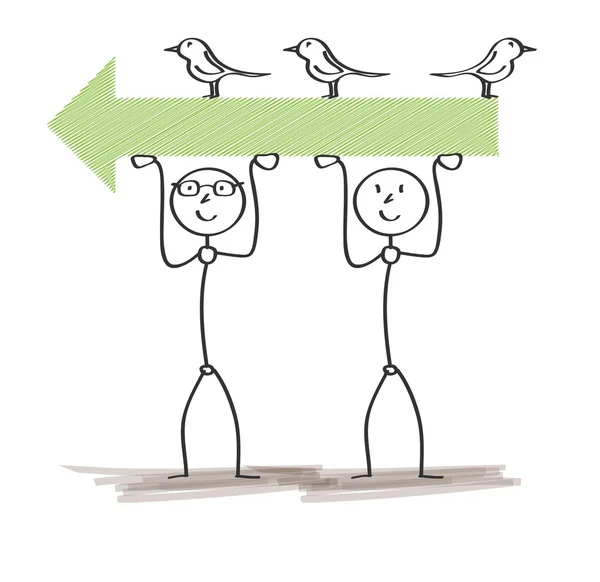 Dva muži a Šipka s ptáky — Stockový vektor