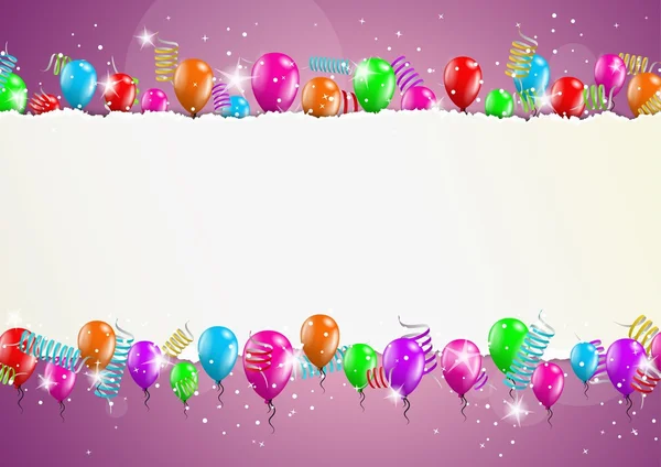 Backgroud con palloncini e carta strappata — Vettoriale Stock