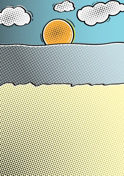 Fondo de playa cómico — Vector de stock