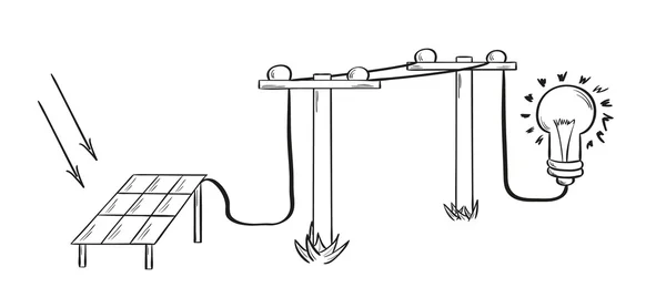 Solenergi och lampa — Stock vektor