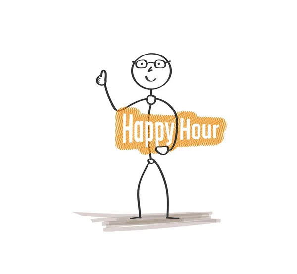 Man with happy hour — Stock Vector