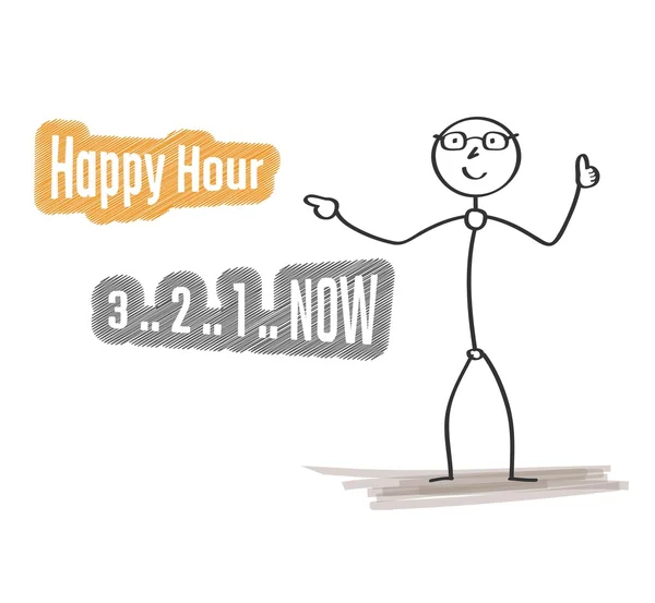 Man with happy hour — Stock Vector