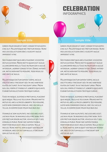 Infografías de celebración con globos — Vector de stock