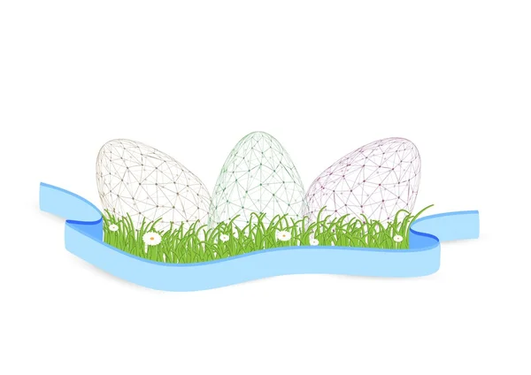 Easter eggs created from messy connected dots — Stock Vector
