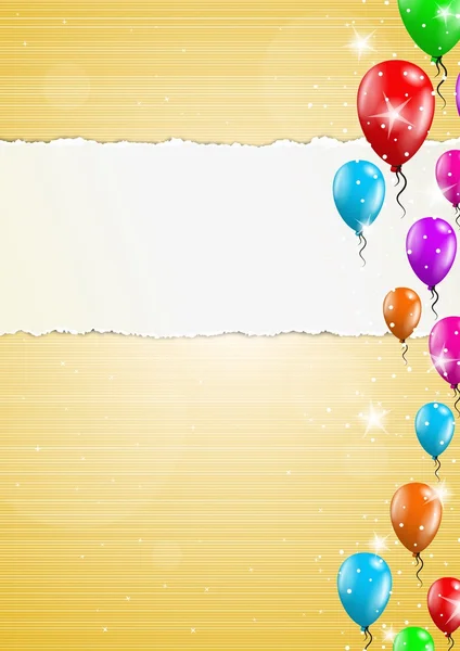 Hintergrund mit Luftballons und zerrissenem Papier — Stockvektor