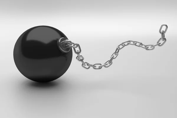 Heavy ball with long chain — Stock Photo, Image