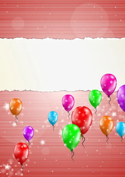 Backgroud avec ballons et papier déchiré — Image vectorielle