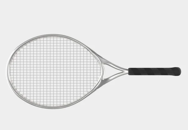 Silver tennis racket — Stock Photo, Image