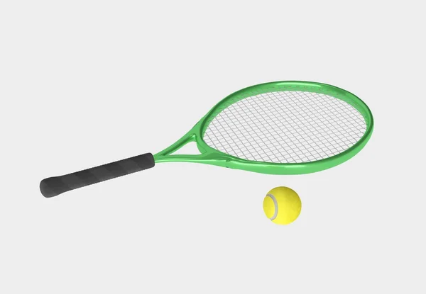 Green tennis racket — Stock Photo, Image