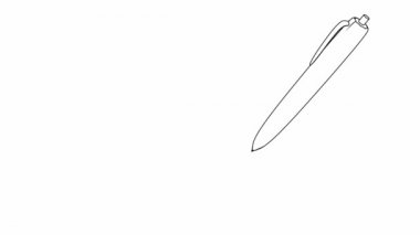 Çizgiler animasyon çiziyor. Kağıt kelime üzerine kalem yazma başarısı. Beyaz arkaplan.