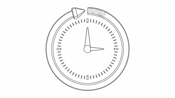 Linien Zeichnen Animation Pfeil Und Uhr Als Symbol Für Zeit — Stockvideo