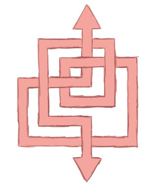 Karmaşık ok beyaz arkaplanda izole edildi. Vektör çizimi çizimi.