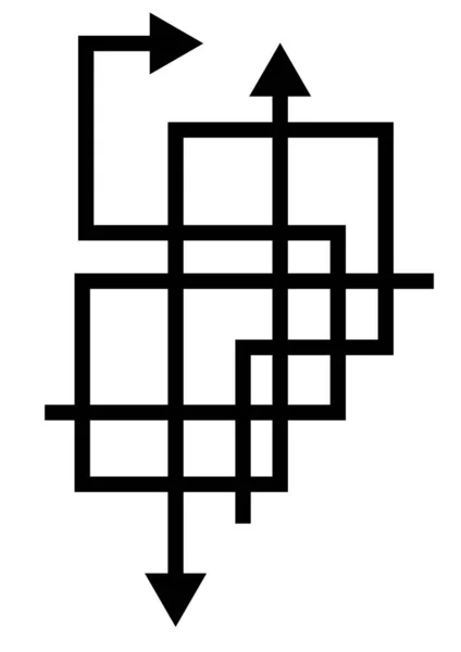 Flèches Enchevêtrées Noires Isolées Sur Fond Blanc — Image vectorielle