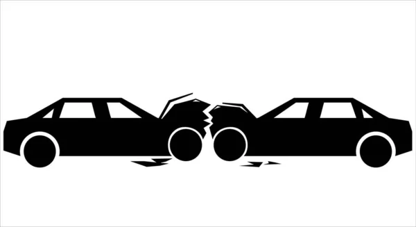 Simple Illustration Accident Two Cars Two Cars Crashed Symbol Warning — Stock Vector