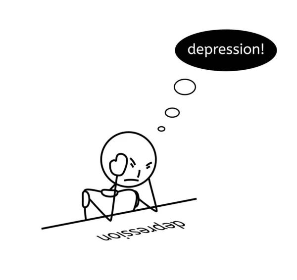 Trauriger Und Unglücklicher Mensch Der Depressionen Verfällt — Stockvektor