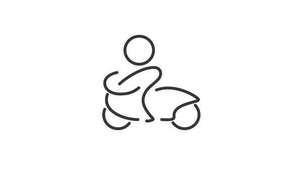 Simple Man Motorbike Created Lines Isolated White Background — Stock Vector