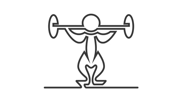 Body Builder Simple Avec Haltère Créé Partir Une Ligne Isolé — Image vectorielle