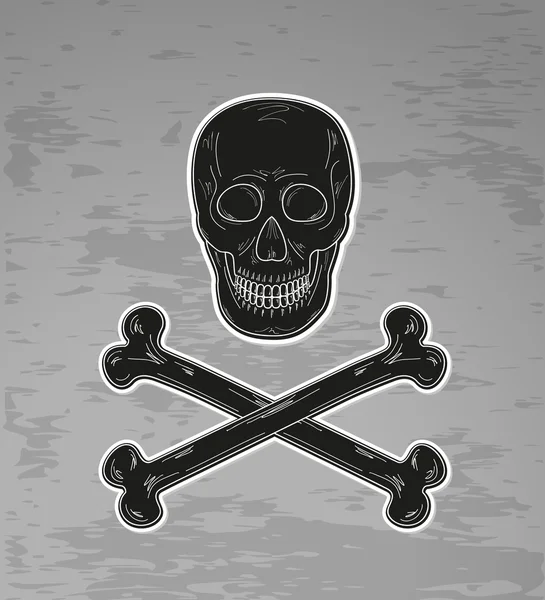 Black skull and bones — Stock Vector