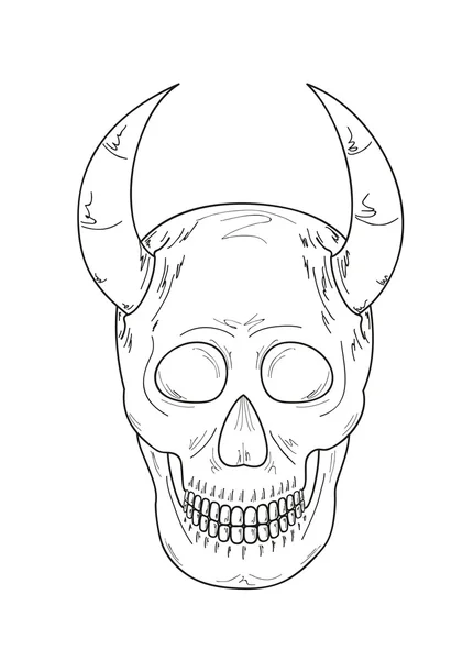 Sketch of the skull with horns — Stock Vector