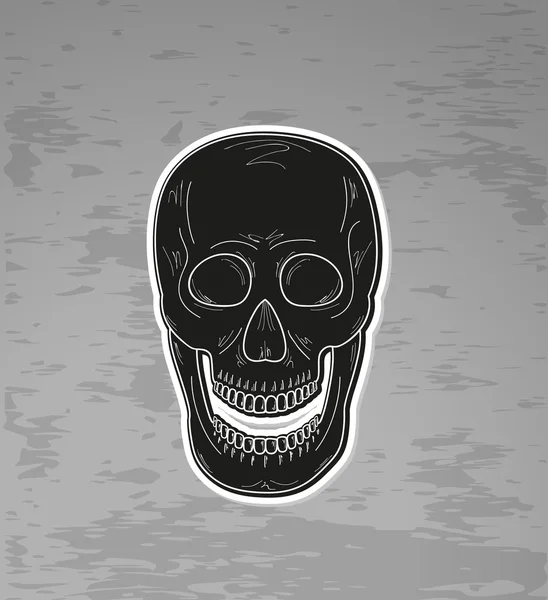 Black skull with open mouth — Stock Vector