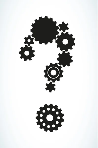 Question mark created from cog wheels — Stock Vector