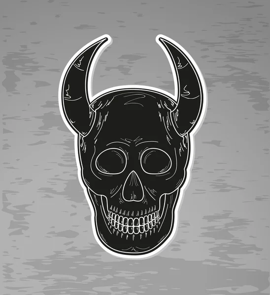 Black skull with horns — Stock Vector