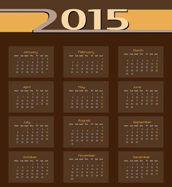 Calendario 2015 — Vector de stock