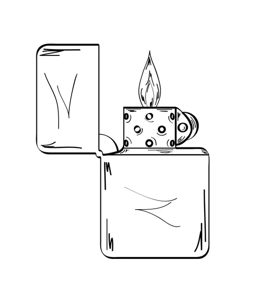 Encendedor con llama, boceto — Vector de stock