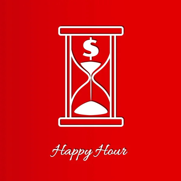 Happy Hour Hintergrund mit Sandglas — Stockvektor