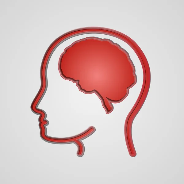 Cerebro humano en la cabeza — Archivo Imágenes Vectoriales