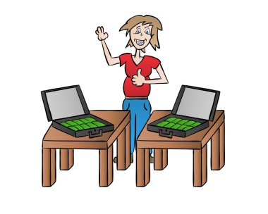 mutlu kadın ve para ile iki valiz