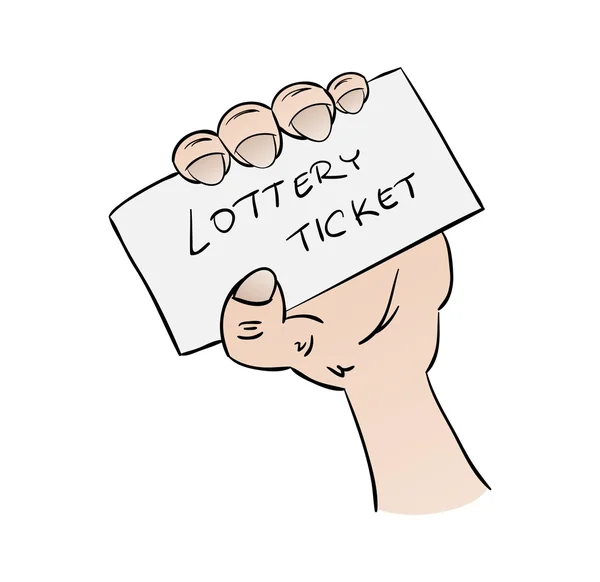 Lotteri biljett i handen — Stock vektor