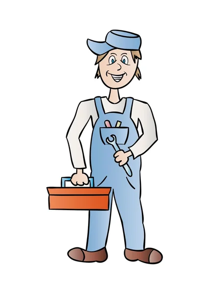 Plumber with tools — Stock Vector