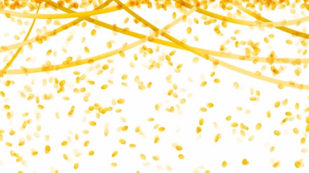 confettis ovales tombants et rubans de couleur or