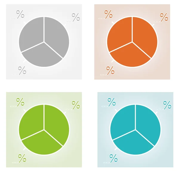 4 つの色の円グラフ — ストックベクタ