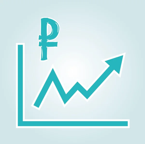 Grafico crescente con simbolo di rublo — Vettoriale Stock