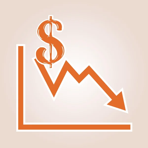 Decreasing graph with dollar symbol — Stock Vector