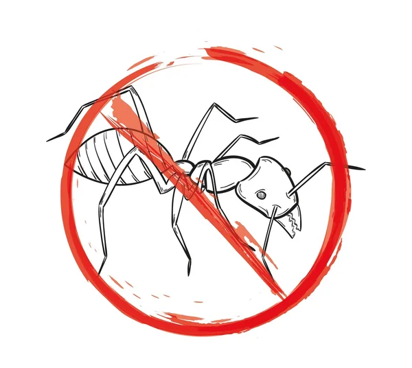 Danger sign with sketch of the ant — Διανυσματικό Αρχείο