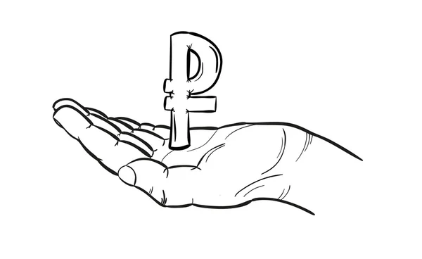 Rubel symbol och hand — Stock vektor
