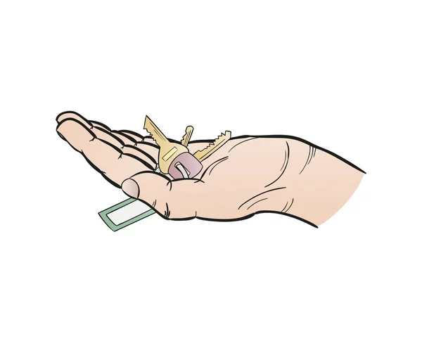 Human hand and keys — Stock Vector