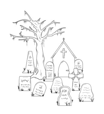 cemetery with graves clipart
